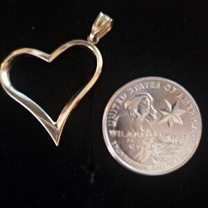 Fancy Gold Open Heart pendant. 10K Stamped Turkish Gold.